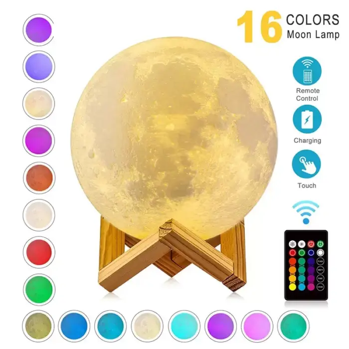 Lámpara LED de luna 3D